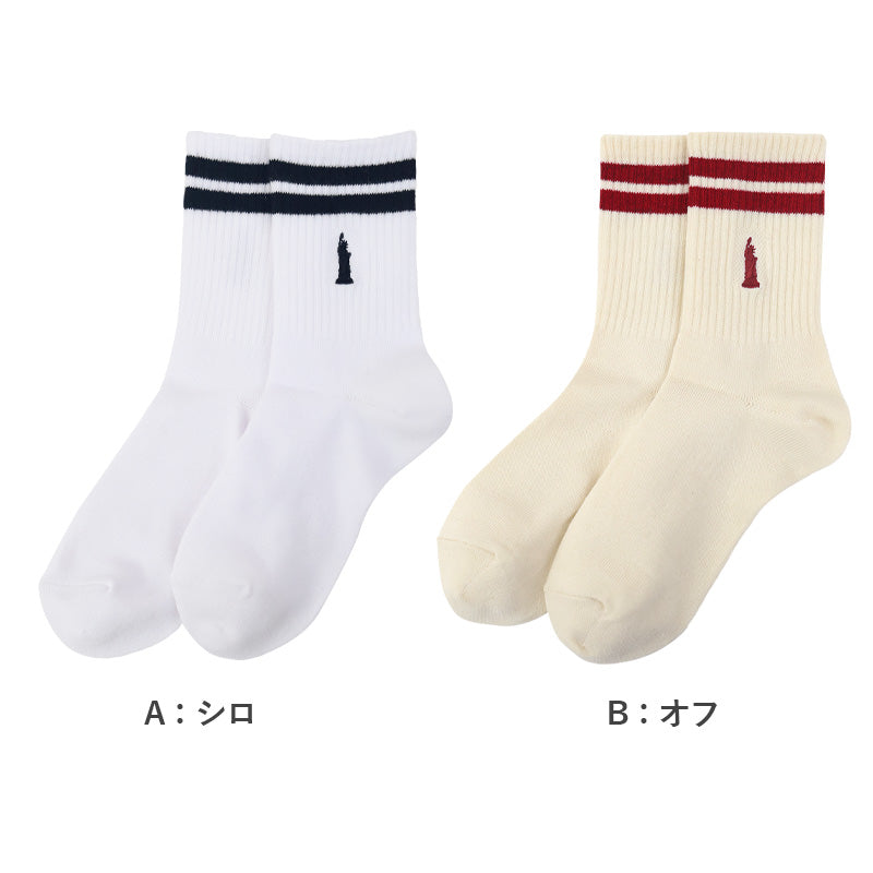 イーストボーイ 靴下 女の子 クルーソックス スクール ライン 19 - 24cm 女子 ワンポイント ガールズ 学生 通学 くつ下 くつした 綿混 コットン 小学生 中学生 高校生 EAST BOY