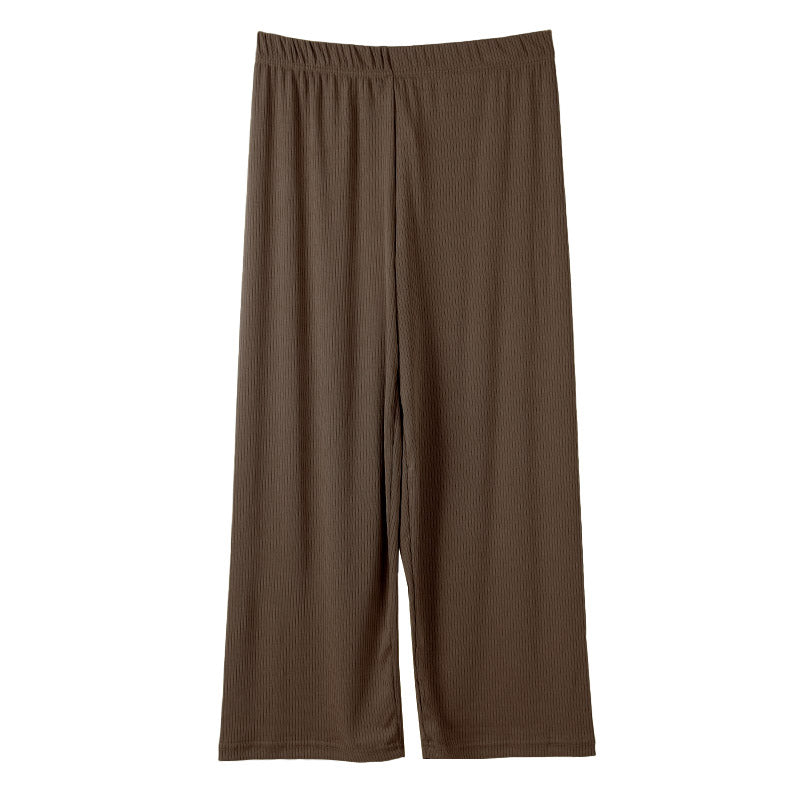 ワイドパンツ 太リブパンツ レディース 秋 10分丈 ボトム ズボン M-L L-LL 大人可愛い 無地 ゆったり 美脚 婦人 女性 カジュアル 通勤 ロングパンツ 体型カバー