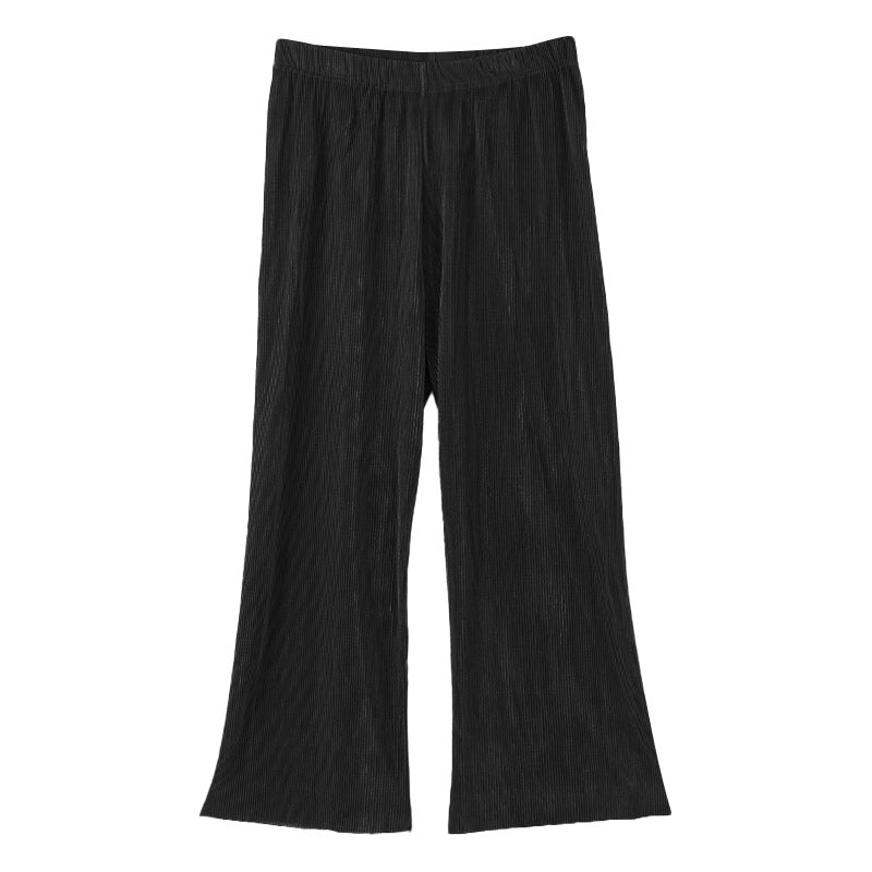 ワイドパンツ プリーツパンツ レディース 秋 10分丈 ボトム ズボン M-L L-LL 大人可愛い 無地 ゆったり 美脚 婦人 女性 カジュアル 通勤 ロングパンツ 体型カバー