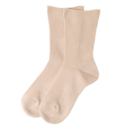 ソックス レディース 足口ゴム無し 綿混 靴下 22-24cm 女性 婦人 くつ下 ゴムなし レディース靴下 カラフル コットン 無地 締め付けない おしゃれ 可愛い クルーソックス