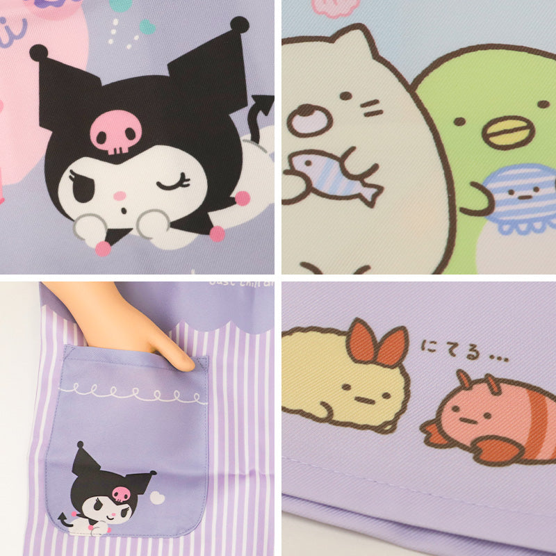 キッズ エプロン キャラクター 子ども H型エプロン かぶりタイプ ポケット付き ノンアイロン しわになりにくい お手伝い 料理 家庭科 調理実習 かわいい 110・130cm サンリオ Sanrio san-x すみっコぐらし ハローキティ クロミ