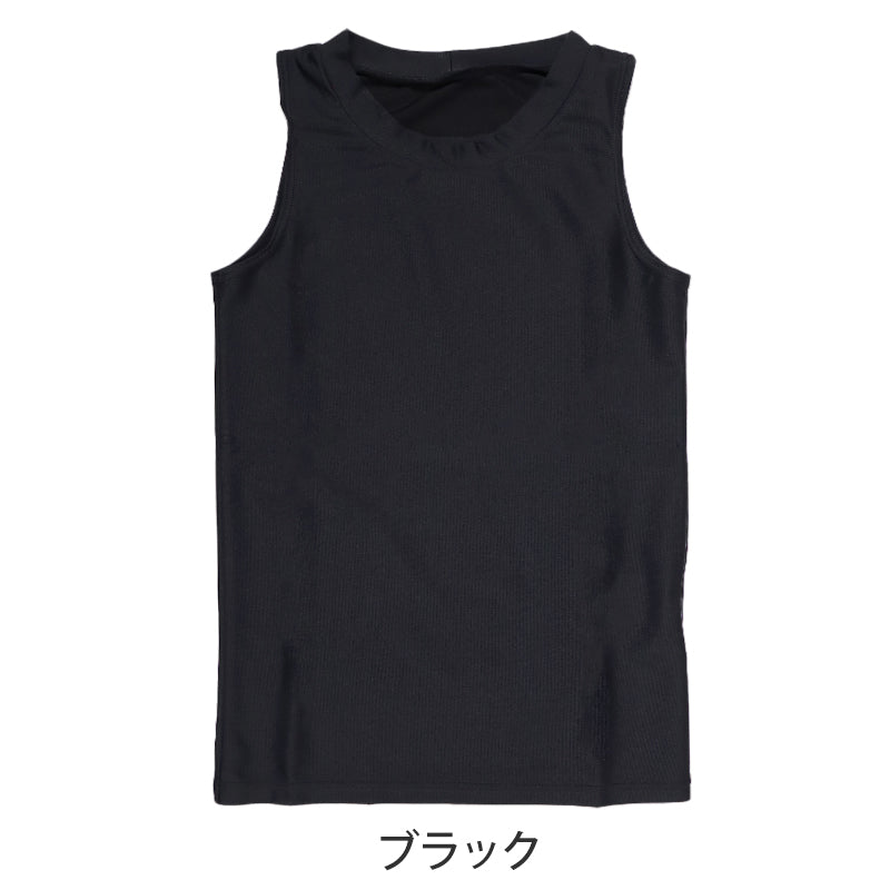 日本製 キッズ スポーツ UV スリーブレス クルーネック シャツ 130cm～170cm  スポーツインナー 子供 uvカット ジュニア 男の子 女の子 部活 スポ少 練習用 アンダーウェア