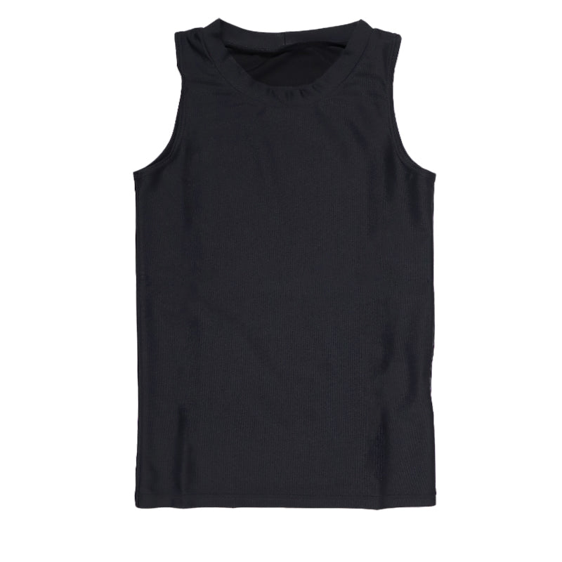 日本製 キッズ スポーツ UV スリーブレス クルーネック シャツ 130cm～170cm  スポーツインナー 子供 uvカット ジュニア 男の子 女の子 部活 スポ少 練習用 アンダーウェア