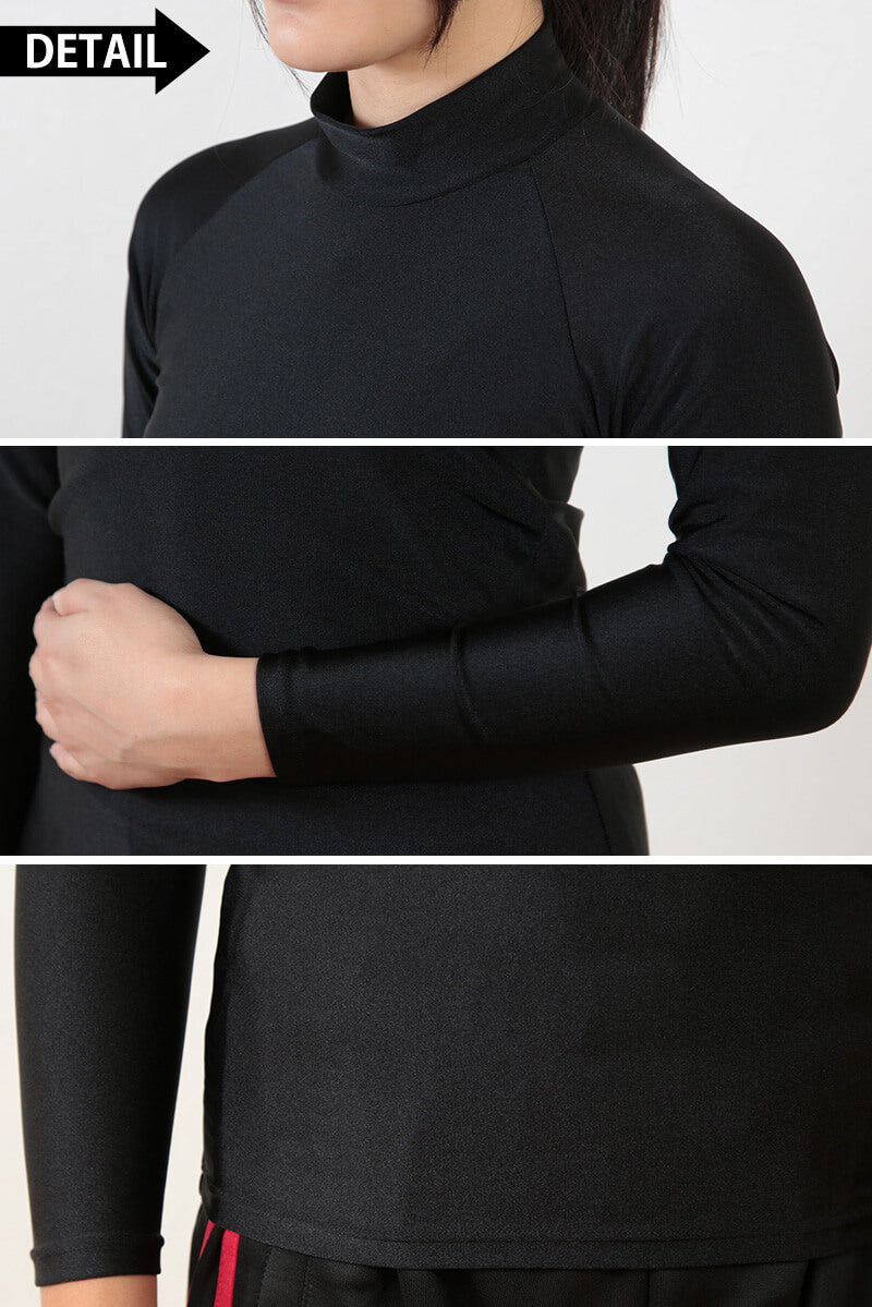 スポーツ インナー uvカット ハイネック 長袖 レディース M～LL スポーツインナー シャツ 黒 紫外線対策