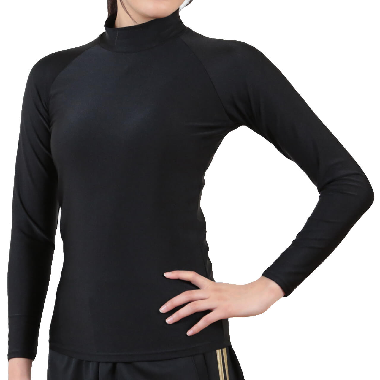 スポーツ インナー uvカット ハイネック 長袖 レディース M～LL スポーツインナー シャツ 黒 紫外線対策