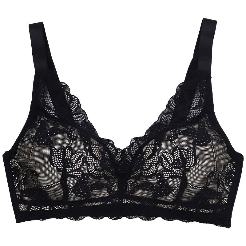 ノンワイヤーブラ ブラジャー レディース なめらかFIT 総レース M L LL 3L 脇高ブラ なめらかフィット 伸縮 脇高 フィット 楽ちん タグレス ホック付き 下着 インナー 無地 普段使い ワイヤレスブラ レースブラ 総レースブラ 女性 下着 インナー
