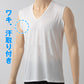 メンズ インナー Tシャツ ノースリーブ Vネック 汗対策 汗取り付き 涼しい 冷感 薄い 夏 吸汗速乾 ムレない ストレッチ 伸びる 伸縮性 汗染み防止 下着 肌着 汗で蒸れにくい 脇部分2重 汗シート 白 黒 M L LL