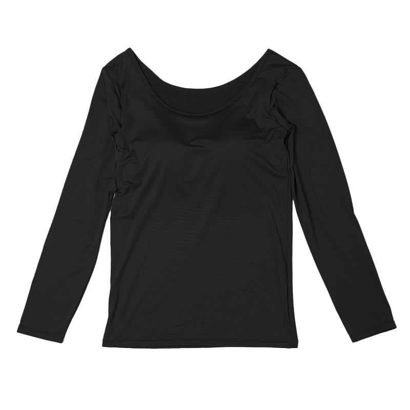 ホカロン 裏起毛 カップ付き 長袖 インナー レディース 薄手 保温 あったかインナー シャツ 襟あき広め M L LL 秋冬 暖かい 女性 婦人 肌着 下着 ブラトップ 防寒 大きいサイズ 温活 ストレッチ ぽかぽか 温かい