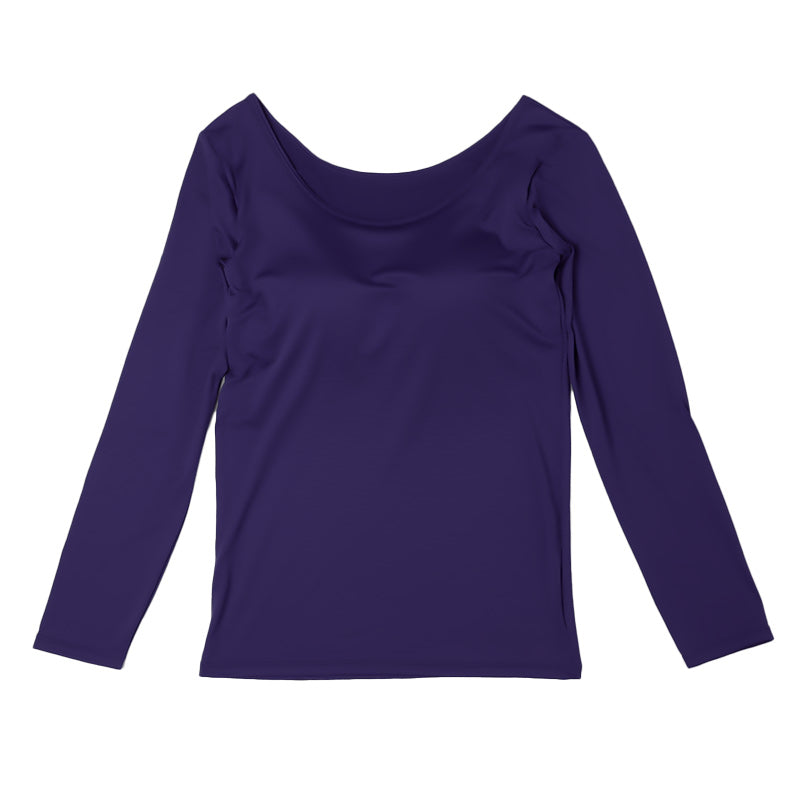 ホカロン 裏起毛 カップ付き 長袖 インナー レディース 薄手 保温 あったかインナー シャツ 襟あき広め M L LL 秋冬 暖かい 女性 婦人 肌着 下着 ブラトップ 防寒 大きいサイズ 温活 ストレッチ ぽかぽか 温かい