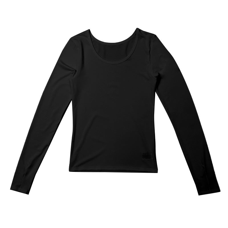 UVカット インナー レディース 指穴付き 12分袖 UPF50+ 速乾 ひんやり ストレッチ 紫外線対策 M L LL 長袖 冷感 インナーシャツ アンダーシャツ 日焼け対策 吸汗速乾 手の甲カバー 薄手 無地 夏 黒 白 さらさら ドライ DYR