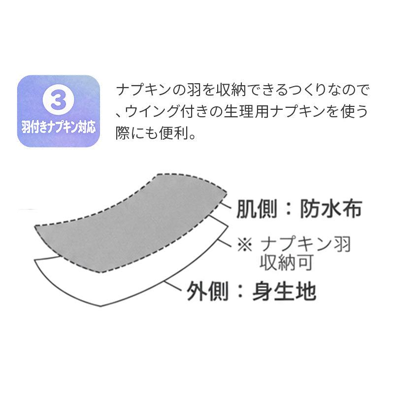 サニタリーショーツ 昼用 レディース フリーカット 縫い目なし シームレス 生理用ショーツ 日中用 羽付きナプキン対応 M L LL 羽根つき ウイング対応 防水布 前マチ長め タグレス ボトムに響きにくい ひびきにくい 生理用パンツ サニタリーパンツ
