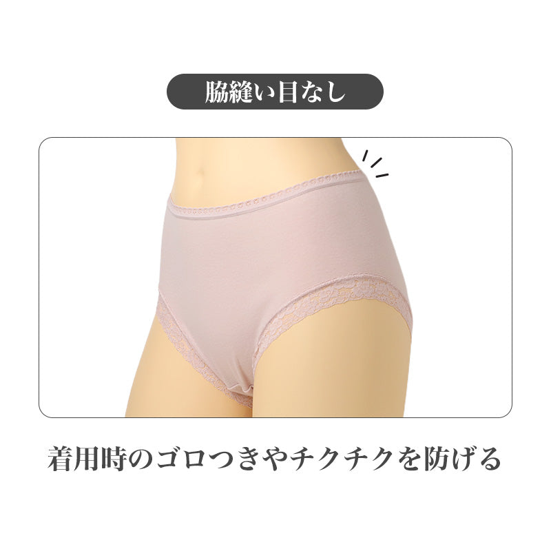 ショーツ レディース 深ばき 綿混 2枚組 脇縫い目なし マチメッシュ M L LL ナノファイン加工 CICA加工 キレイの法則 深履き はきこみ深め スタンダードショーツ ノーマルショーツ 婦人下着 パンツ インナー デイリーショーツ コットン 肌着