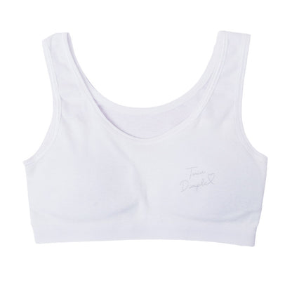 綿100％ ハーフトップ 胸二重 女の子 キッズ ジュニア 140cm 150cm 160cm 165cm スクール インナー 小学生 中学生 肌着 胸2重 ガールズ 女児 カップ付き 取り外し可 日本製 コットン 肌に優しい