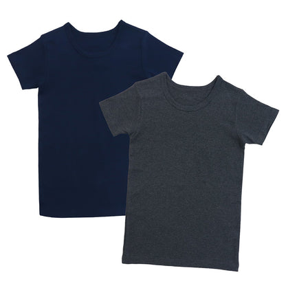 男児 肌着 半袖 綿100% あったか 厚地 2枚組 ジュニア インナー シャツ 130cm 140cm 150cm 160cm キッズ 子供 男の子 下着 半袖シャツ 綿 コットン 冬 暖かい 防寒 厚手 おなかすっぽり おなまえタグ 名前タグ スクール 通学 学校 子ども肌着 子供