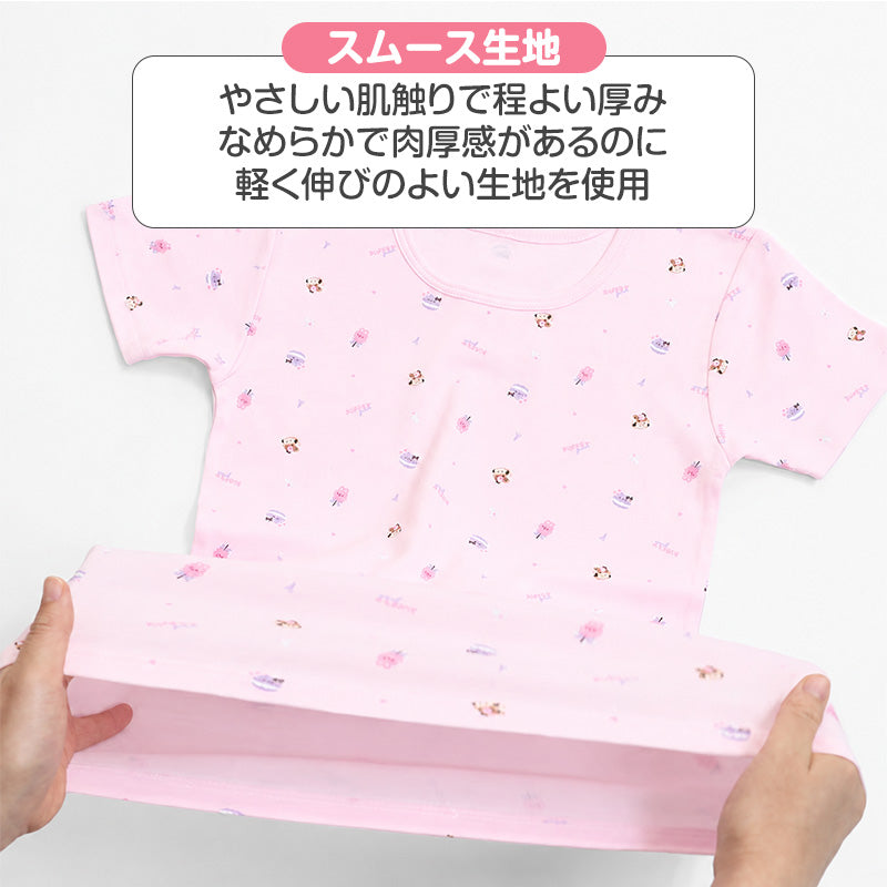 女の子 子供 肌着 半袖 綿100% あったか インナー 2枚組 厚地 3分袖 100cm 110cm 120cm 130cm シャツ キッズ 下着 女児 子供肌着 コットン 厚手 秋冬 あったか肌着 ガールズ 保育園 幼稚園 小学生 通園 通学 おなまえタグ お腹すっぽり 子ども
