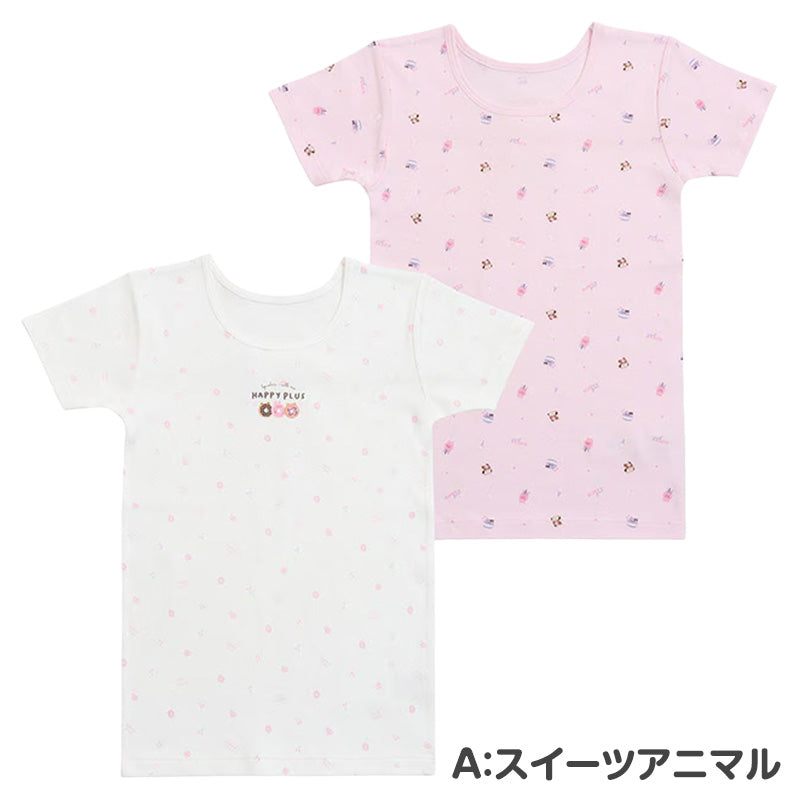 女の子 子供 肌着 半袖 綿100% あったか インナー 2枚組 厚地 3分袖 100cm 110cm 120cm 130cm シャツ キッズ 下着 女児 子供肌着 コットン 厚手 秋冬 あったか肌着 ガールズ 保育園 幼稚園 小学生 通園 通学 おなまえタグ お腹すっぽり 子ども