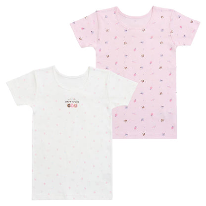 女の子 子供 肌着 半袖 綿100% あったか インナー 2枚組 厚地 3分袖 100cm 110cm 120cm 130cm シャツ キッズ 下着 女児 子供肌着 コットン 厚手 秋冬 あったか肌着 ガールズ 保育園 幼稚園 小学生 通園 通学 おなまえタグ お腹すっぽり 子ども
