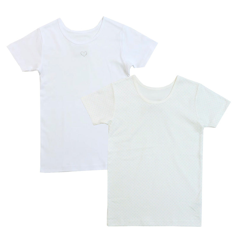 女の子 ジュニア 肌着 半袖 綿100% あったか インナー 2枚組 厚地 3分袖 130cm 140cm 150cm 160cm シャツ 子供肌着 女児 キッズ 下着 コットン 厚手 秋冬 あったか肌着 ガールズ スクール 小学生 中学生 通学 おなまえタグ お腹すっぽり 子供