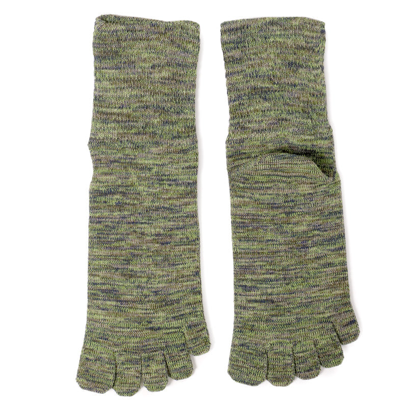 日本製 雅 5本指靴下 男性用 クルー丈 口ゴムゆったり 25-27cm 五本指ソックス 靴下 ソックス カラフル メンズ 抗菌防臭 吸汗 丈夫 高耐久