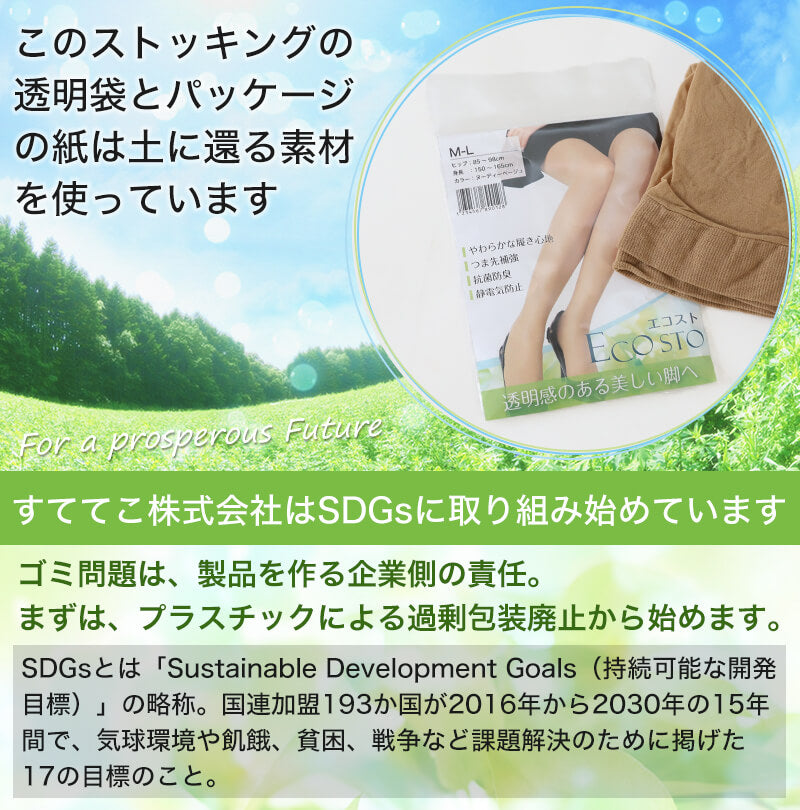 ECOSTO 日本製 ストッキング 透明感 SS-S～L-LL (パンスト 破れにくい まとめ買い 小さいサイズ 大きいサイズ プチプラ 素足 レディース)