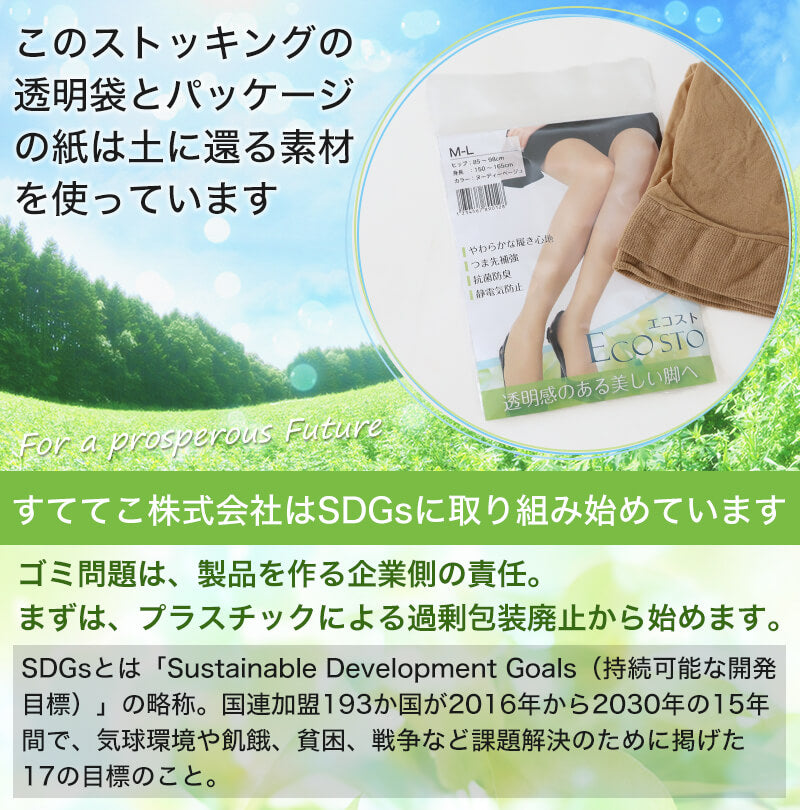 ECOSTO 日本製 ストッキング 透明感 SS-S～L-LL (パンスト 破れにくい まとめ買い 小さいサイズ 大きいサイズ プチプラ 素足 レディース) (在庫限り)