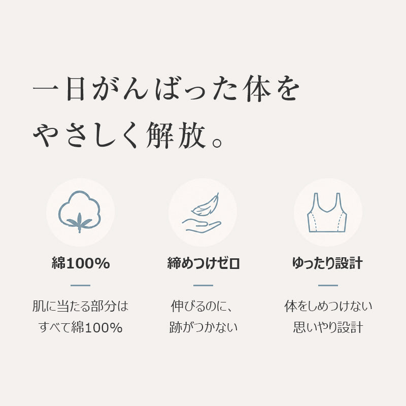 綿100% リブ ナイトブラ レディース パッド挿入可 リラックスブラ S M L LL 3L 4L 5L 6L ノンワイヤー風 ブラジャー 下着 肌着 コットン 伸びる 締め付けにくい アンダーゴム一周 肌側ゴム フリル 肩らく 婦人 女性 大きいサイズ シンプル 就寝時