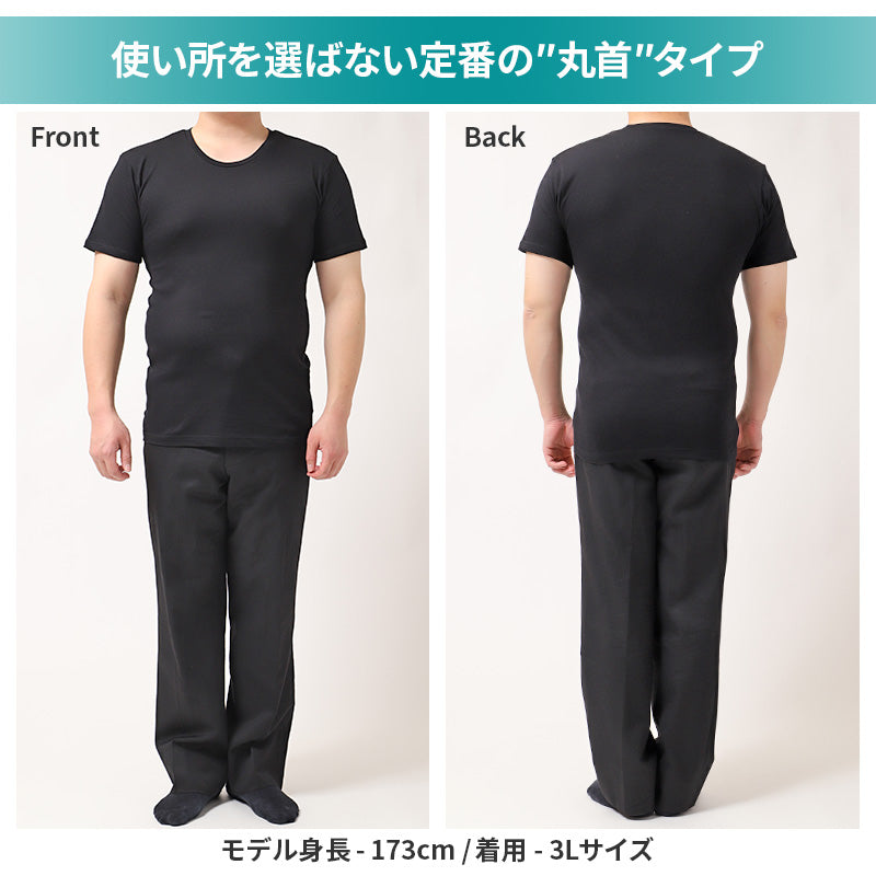 接触冷感 吸汗速乾 ドライ インナー メンズ メッシュ 半袖 丸首 シャツ 3L 4L 5L 6L 7L 8L 10L 大きいサイズ対応 肌着 下着 夏 涼しい 蒸れにくい さらさら ストレッチ 表地 綿 クルーネック 白 黒 ビジネス 通勤 室内 部屋着 快適 冷感インナー