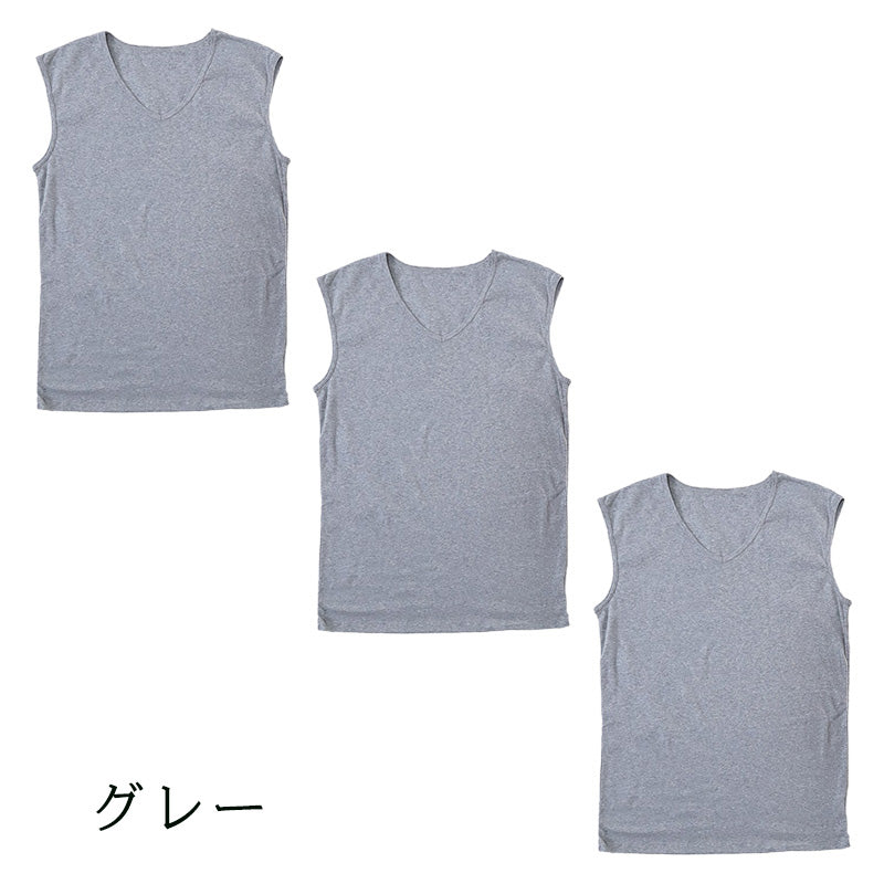 メンズ ノースリーブ タンクトップ 綿100% インナー シャツ vネック スリーブレス 3枚セット S M L LL 下着 薄手 肌着 男性 紳士 インナーシャツ コットン v首 抗菌 防臭 白 黒 3枚組 まとめ売り 抗菌防臭 コットン スーツ下 ビジネス ビジネスインナー オールシーズン