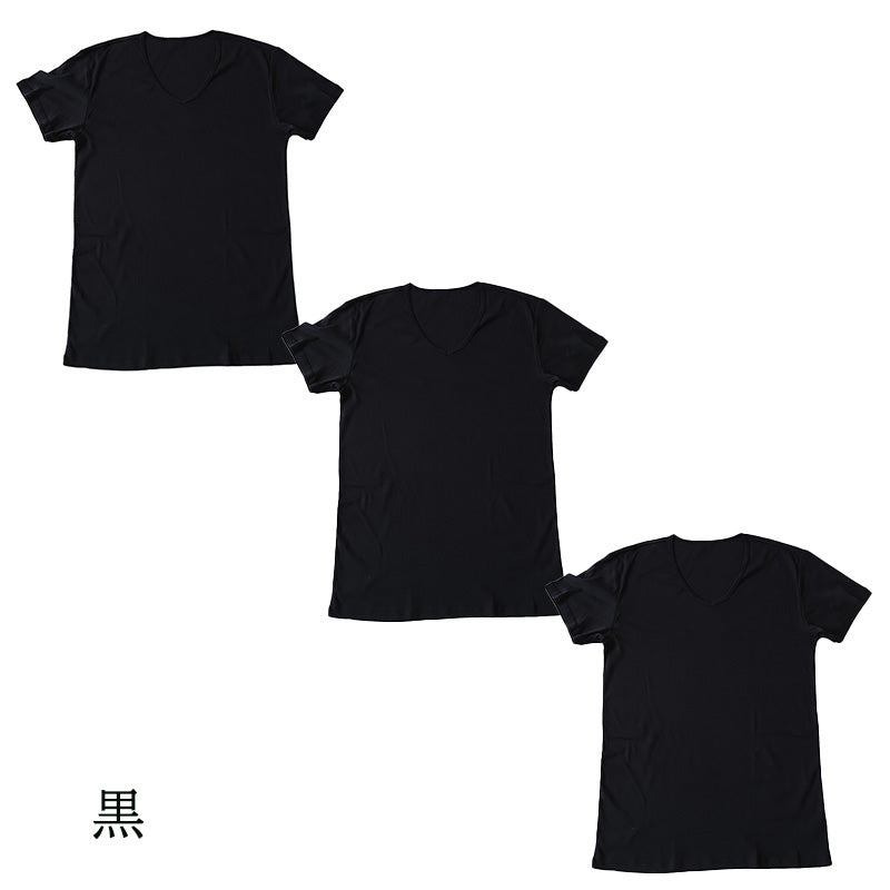 綿100％ メンズ インナー 半袖 tシャツ Vネック 3枚セット S M L LL  薄手 敏感肌 定番 無地 白 黒 グレー 夏 冬 1年中 抗菌防臭 首元 見えない シンプル 肌着 下着 重ね着 フィット スーツ ワイシャツ ビジネス 3枚組 まとめ売り コットン100