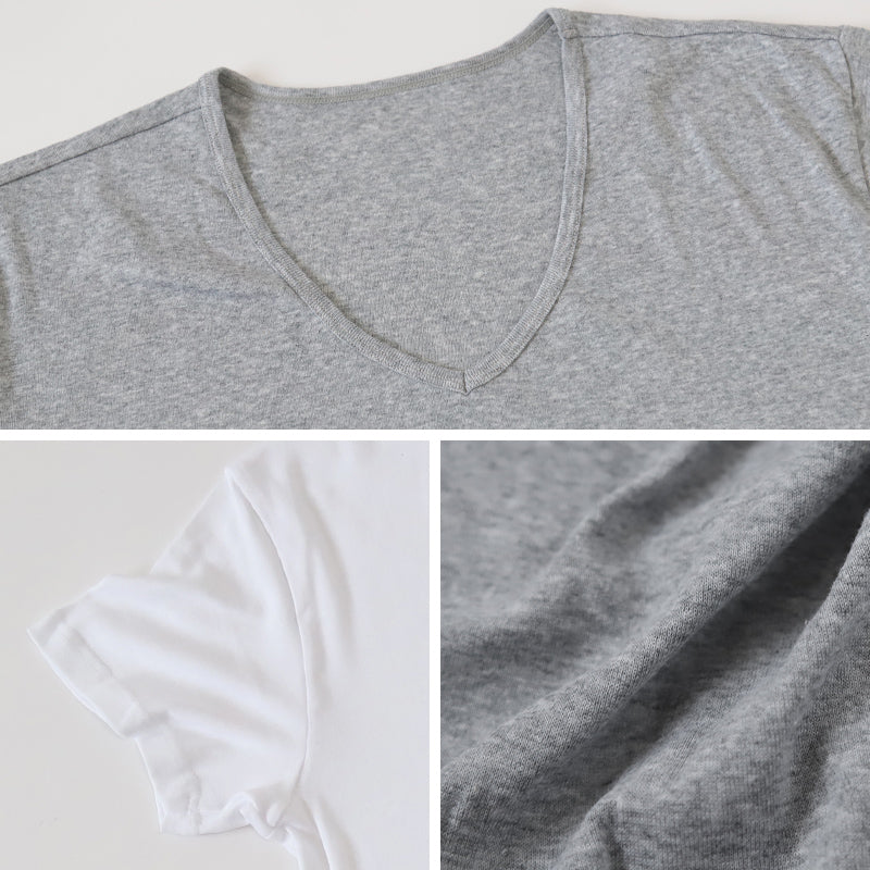 Suteteko メンズ 綿100％ VネックTシャツ 大きいサイズ 3枚セット 3L 4L 下着 男性 紳士 肌着 インナーシャツ 薄手 抗菌 防臭 白 黒 グレー V首 コットン COTTON％ スーツ下 ビジネス ビジネスインナー オールシーズン 3枚組 まとめ売り
