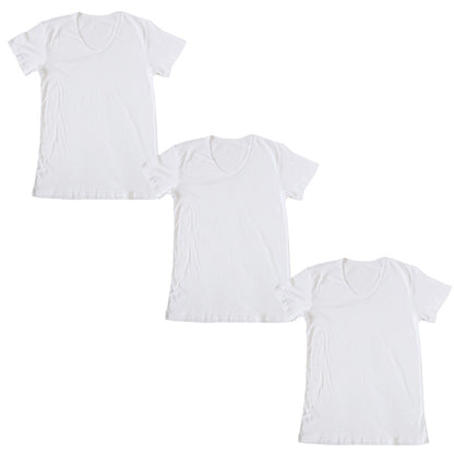 Suteteko メンズ 綿100％ VネックTシャツ 大きいサイズ 3枚セット 3L 4L 下着 男性 紳士 肌着 インナーシャツ 薄手 抗菌 防臭 白 黒 グレー V首 コットン COTTON％ スーツ下 ビジネス ビジネスインナー オールシーズン 3枚組 まとめ売り
