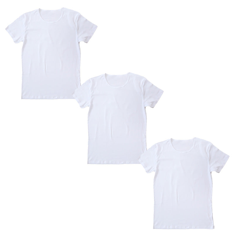 Suteteko メンズ 綿100％ クルーネック Tシャツ 3枚セット S M L LL インナーシャツ 丸首 男性 肌着 薄手 抗菌 防臭 臭い 白 黒 グレー 紳士 コットン COTTON％ スーツ下 ビジネス ビジネスインナー オールシーズン 3枚組 まとめ売り