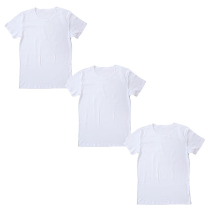 Suteteko メンズ 綿100％ クルーネック Tシャツ 大きいサイズ 3枚セット 3L 4L 下着 男性 紳士 肌着 インナーシャツ 丸首 薄手 抗菌 防臭 白 黒 グレー コットン COTTON％ スーツ下 ビジネス ビジネスインナー オールシーズン 3枚組 まとめ売り