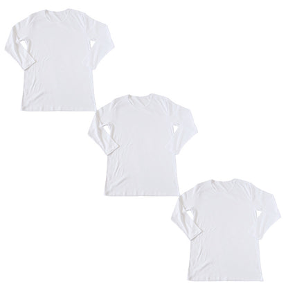 綿100％ メンズ インナー 長袖 tシャツ 丸首 クルーネック 3枚セット S M L LL  薄手 敏感肌 定番 無地 白 年中 抗菌防臭 シンプル 肌着 下着 アトピー 重ね着 フィット スーツ ワイシャツ ビジネス カットソー ルームウェア 父の日 ギフト プレゼント 3枚組 まとめ売り