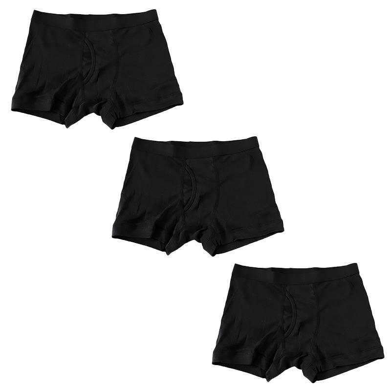 Suteteko メンズ 綿100％ ボクサーブリーフ(前開き) 3枚セット S M L LL 下着 肌着 男性 ボクサー パンツ 無地 シンプル 中学生 高校生 男子 抗菌防臭 インナー 前あき コットン 子供 綿100％ 定番 黒 グレー ブラック 3枚組 まとめ売り