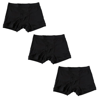 Suteteko メンズ 綿100％ ボクサーブリーフ(前開き) 3枚セット S M L LL 下着 肌着 男性 ボクサー パンツ 無地 シンプル 中学生 高校生 男子 抗菌防臭 インナー 前あき コットン 子供 綿100％ 定番 黒 グレー ブラック 3枚組 まとめ売り