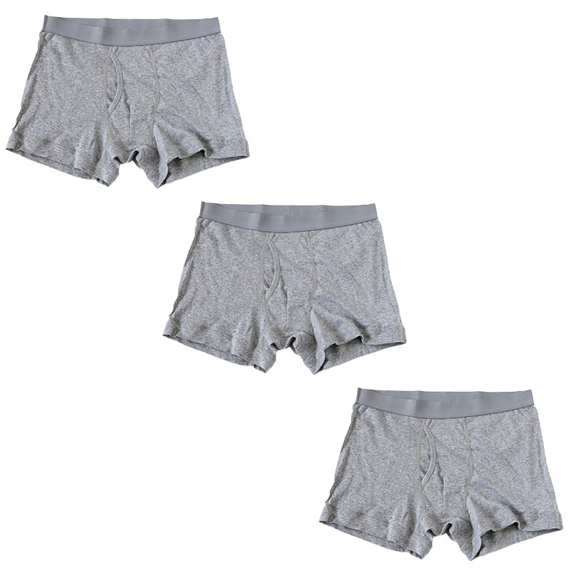 Suteteko メンズ 綿100％ ボクサーブリーフ(前開き) 3枚セット S M L LL 下着 肌着 男性 ボクサー パンツ 無地 シンプル 中学生 高校生 男子 抗菌防臭 インナー 前あき コットン 子供 綿100％ 定番 黒 グレー ブラック 3枚組 まとめ売り