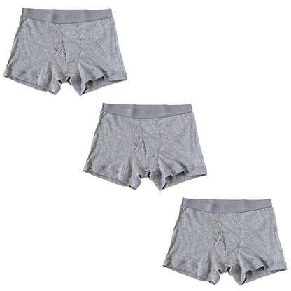 Suteteko メンズ 綿100％ ボクサーブリーフ(前開き) 3枚セット S M L LL 下着 肌着 男性 ボクサー パンツ 無地 シンプル 中学生 高校生 男子 抗菌防臭 インナー 前あき コットン 子供 綿100％ 定番 黒 グレー ブラック 3枚組 まとめ売り