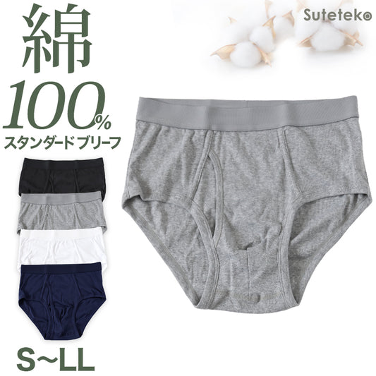 ブリーフ メンズ 綿100% パンツ スタンダード 前開き S～LL 下着 インナー ブリーフパンツ 肌着 紳士肌着 男性 紳士 パンツ 綿100％ コットン M L LL