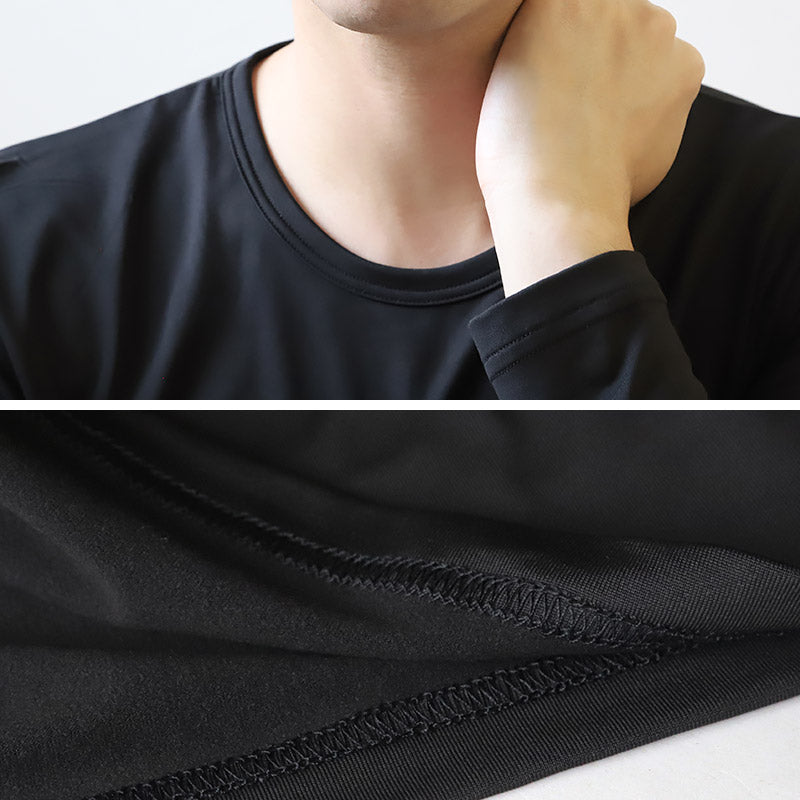 メンズ インナー 長袖シャツ 3L～5L (下着 長袖丸首シャツ 3L 4L 5L ストレッチ 伸縮 冬 男性 防寒 冷え 丸首 大きいサイズ)