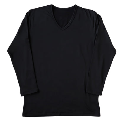 メンズ インナー 長袖シャツ Vネック V首 3L～5L (下着 長袖V首シャツ 3L 4L 5L ストレッチ 伸縮 冬 男性 防寒 冷え 大きいサイズ)