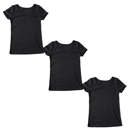 綿100% インナー レディース 半袖 2分袖 tシャツ 3枚セット S M L LL 肌着 綿 シャツ 下着 女性 婦人 コットン 無地 白 グレー 黒 ベージュ シンプル ベーシック シンプル 通年 綿% コットン cotton 爽やか 着こなし 肌色 灰 3枚組 まとめ売り