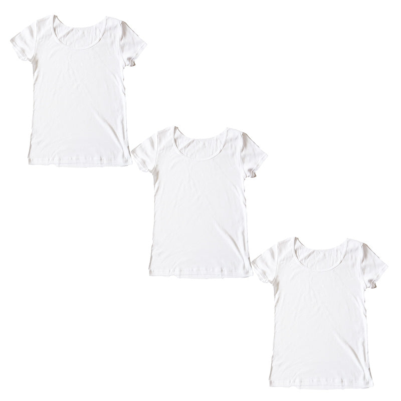 綿100% インナー レディース 半袖 2分袖 tシャツ 3枚セット S M L LL 肌着 綿 シャツ 下着 女性 婦人 コットン 無地 白 グレー 黒 ベージュ シンプル ベーシック シンプル 通年 綿% コットン cotton 爽やか 着こなし 肌色 灰 3枚組 まとめ売り