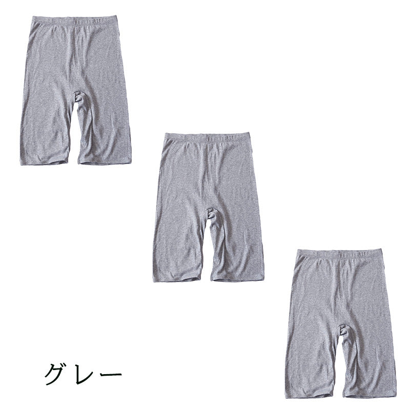 綿100% レディース 5分丈 ボトム インナー 3枚セット S M L LL ズボン下 スパッツ 下着 肌着 コットン シンプル 無地 白 黒 グレー Suteteko ベーシック シンプル 通年 綿% コットン 爽やか着こなし 3枚組 まとめ売り