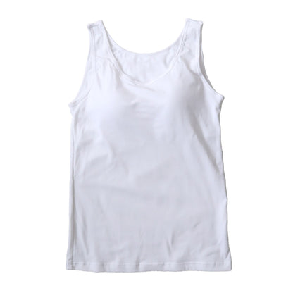 タンクトップ カップ付き インナー 綿 レディース S M L LL ブラトップ 下着 肌着 シャツ ノンワイヤー タンク ブラタンク 綿混 リラックス 楽 女性 (在庫限り)