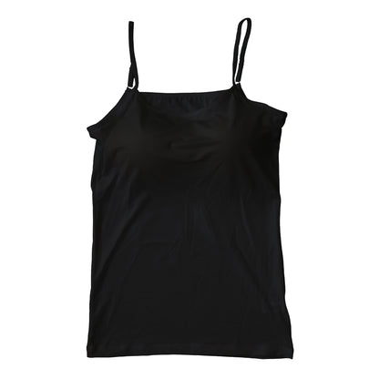 キャミソール レディース カップ付き 接触冷感 M～LL (カップ付きキャミソール カップ付 キャミ 婦人 カップ付きインナー 速乾 UV 防臭 黒 白 下着 肌着 インナー) (在庫限り)