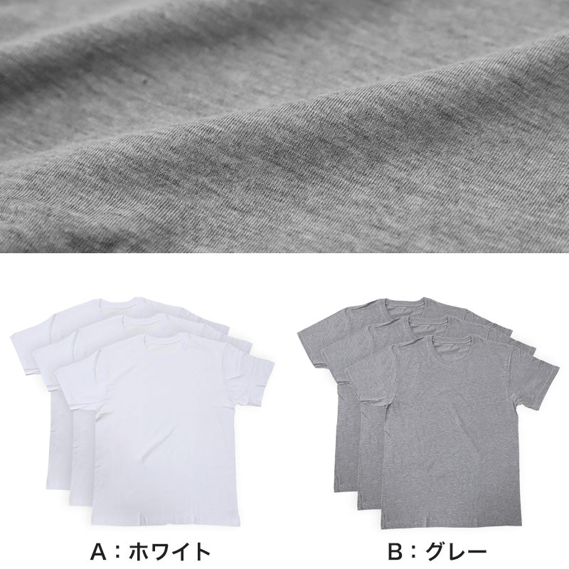 半袖 tシャツ メンズ 半袖丸首 紳士 3枚組 LL～4L (肌着 下着 シャツ 男性 白 無地 アンダーウェア コットン LL 3L 4L 大寸 大きいサイズ) (在庫限り)