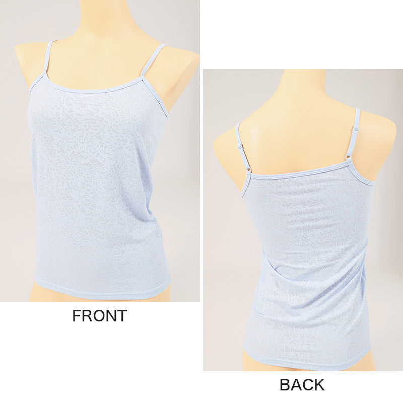 キャミソール レディース インナー 冷感 ノースリーブ 接触冷感 肌着 ジャガード M L LL キャミ 婦人 黒 白 青 下着 (在庫限り)