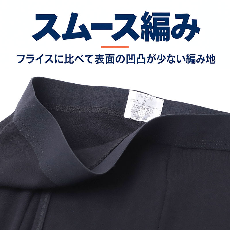 綿100% 裏起毛 タイツ メンズ 前あき スムース編み なめらかスムース 紳士肌着 インナー ボトム S M L LL 3L 4L 5L 綿肌着 肌側微起毛 吸湿発熱 綿の特性 前開き ロングタイツ メンズインナー やさしい肌ざわり 薄すぎない ほどよい厚み 天然素材