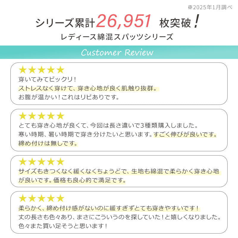 綿混レディーススパッツ 5分丈 3枚セット M～LL (女性用 婦人 レギンス オーバーパンツ 下穿き 無地 ブラック 黒 綿混 インナーパンツ 五分丈 膝丈)